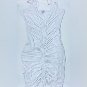 FashionNova White Mini Scrunched Dress